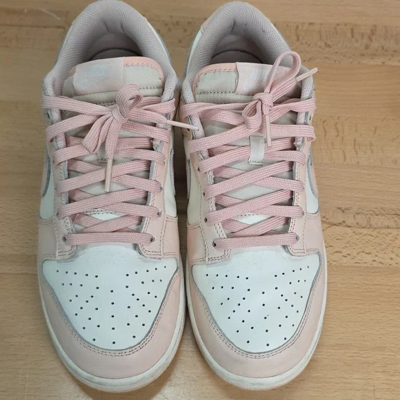 Nike-style Women's Dunk Low Top Sneakers in Light Pink and White Used Size 10 - Picture 3 of 12